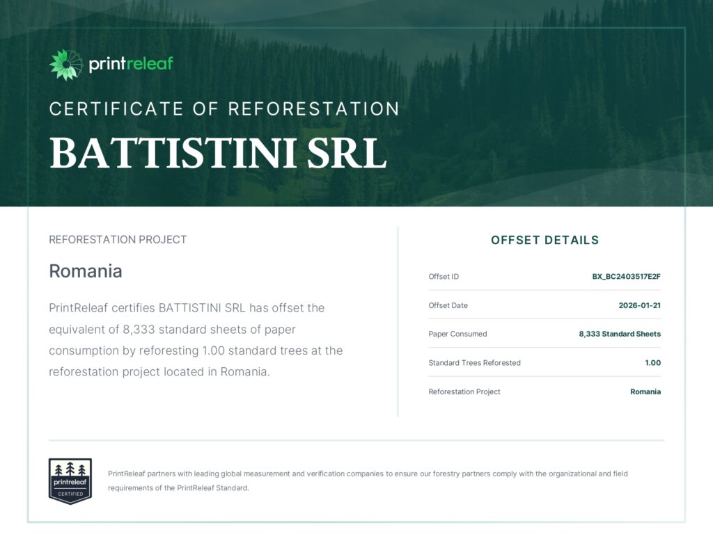 Certificato di riforestazione PrintReleaf